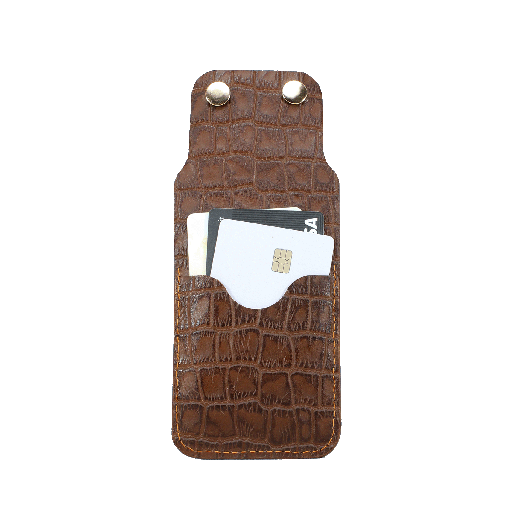 Double Snap Card Holder Brown Croc - Back.png