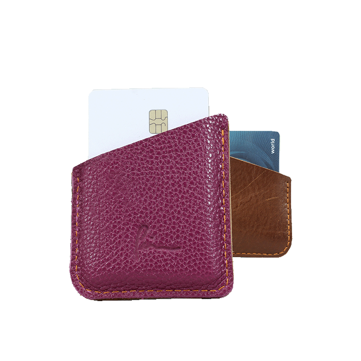 The Oblique Card Sleeve - Fuschia + Caramel - Card Front + Back.png