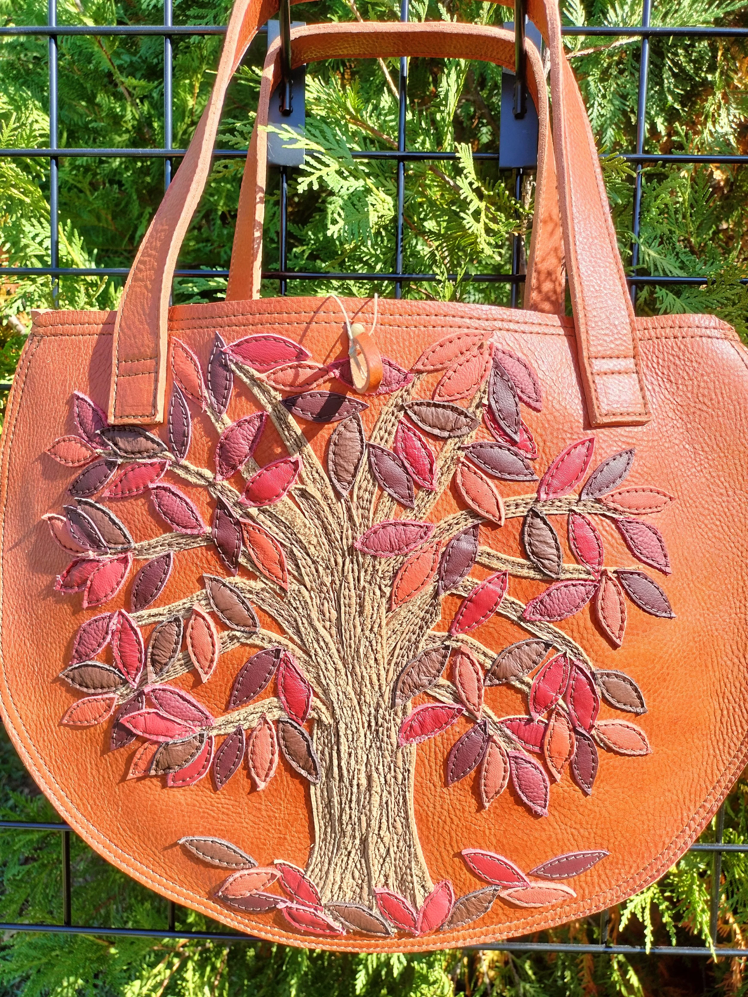 Autumn Orange Leather Tote