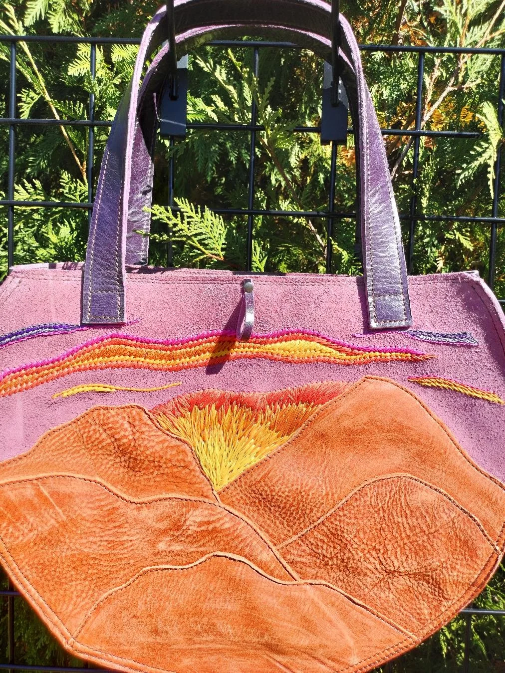 Mountain Sunset Leather Tote