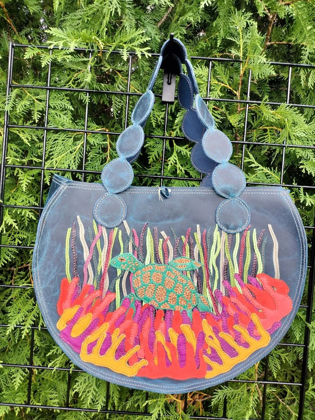 SEA TURTLE LEATHER TOTE BAG