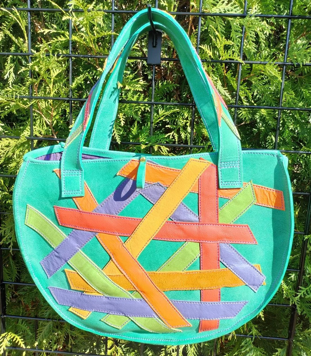 VIBRANT PATCHWORK LEATHER TOTE BAG