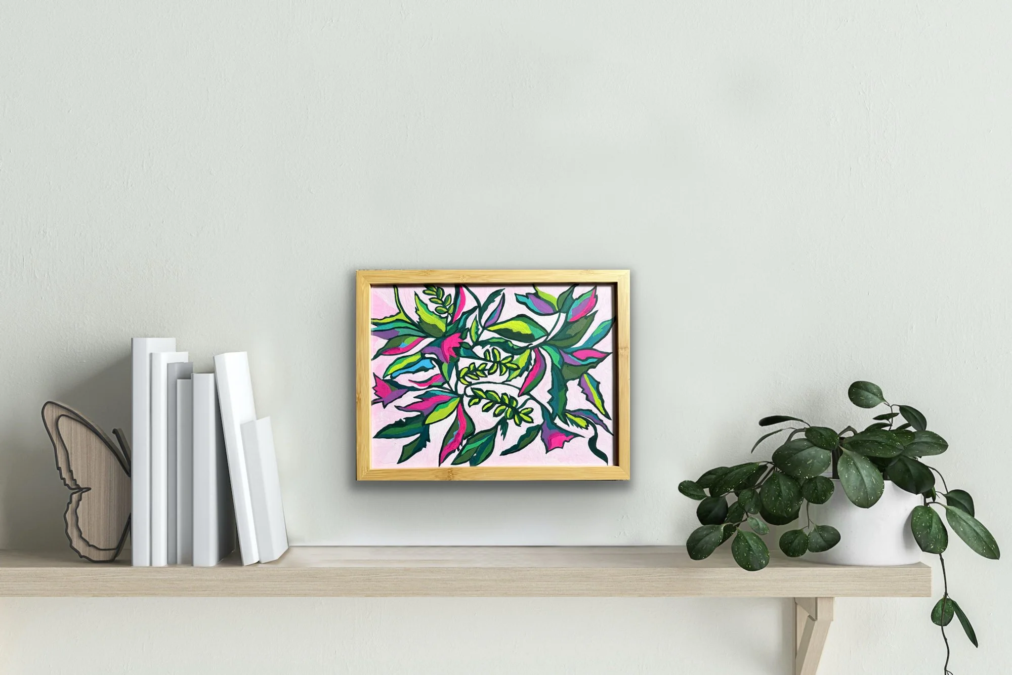 Tickled Pink - 10 X 13 Framed Gouache on Panel