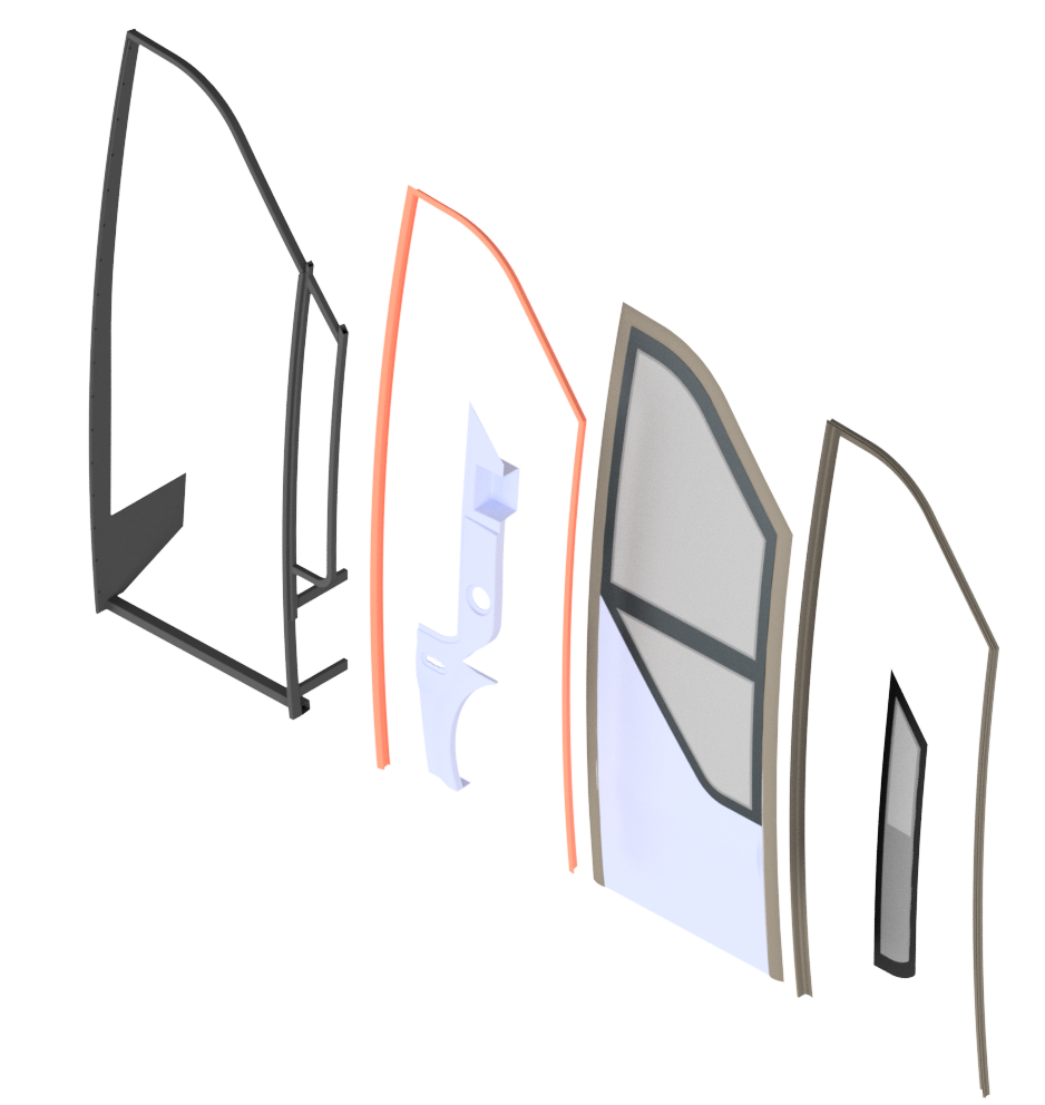 Single-leaf door exploded assembly
