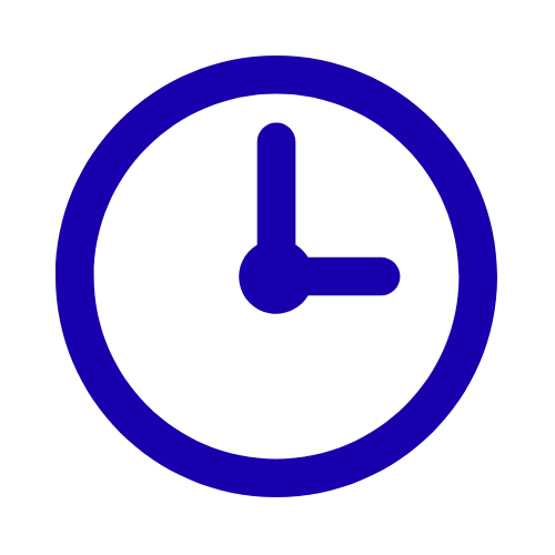 Clock icon showing the time as 3:00.