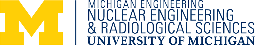 University of Michigan Nuclear Engineering and Radiological Sciences logo with large yellow M and blue text
