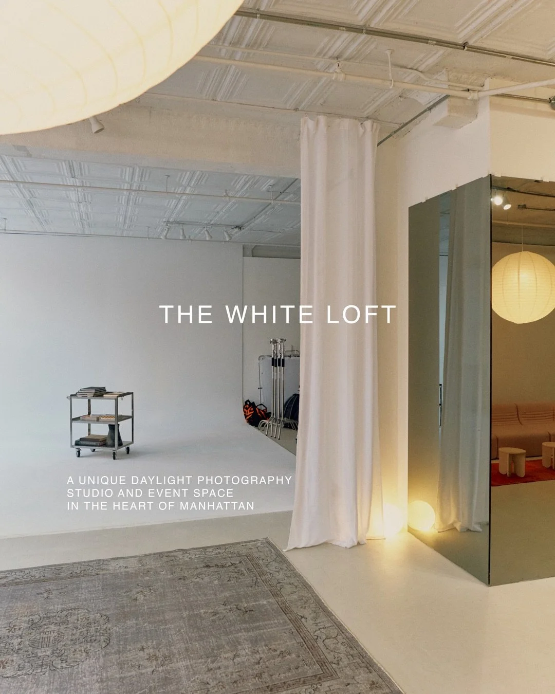 A daylight studio in downtown Manhattan designed for photography, video, castings, fittings, and creative productions.

11ft ceilings, north-facing windows, white cyclorama, and a flexible open layout (1500sq.ft) &mdash; available for half and full-d