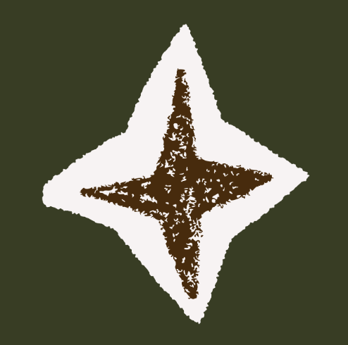 A military patch with a white diamond shape and a stylized brown star or compass design in the center, on an olive green background.