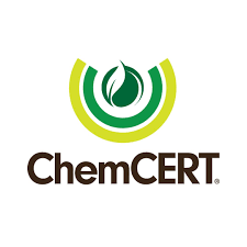 ChemCERT logo with green and black design and text.