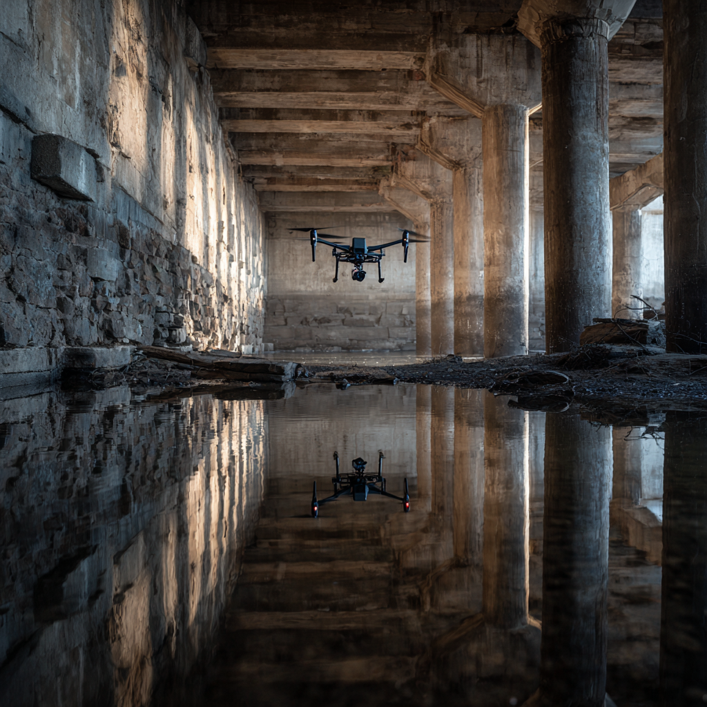 Inpection of the underside of a bridge by DeepSky IQ