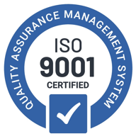 ISO 9001 certified quality assurance management system badge