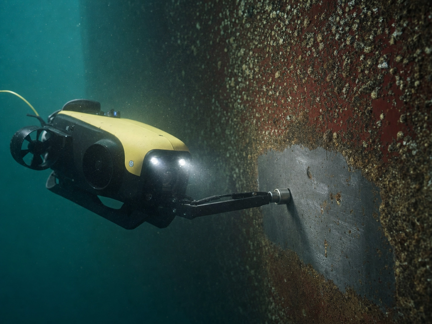 Underwater ROV, using UTM to inspect the integrity of the hull of a ship by DeepSky IQ.