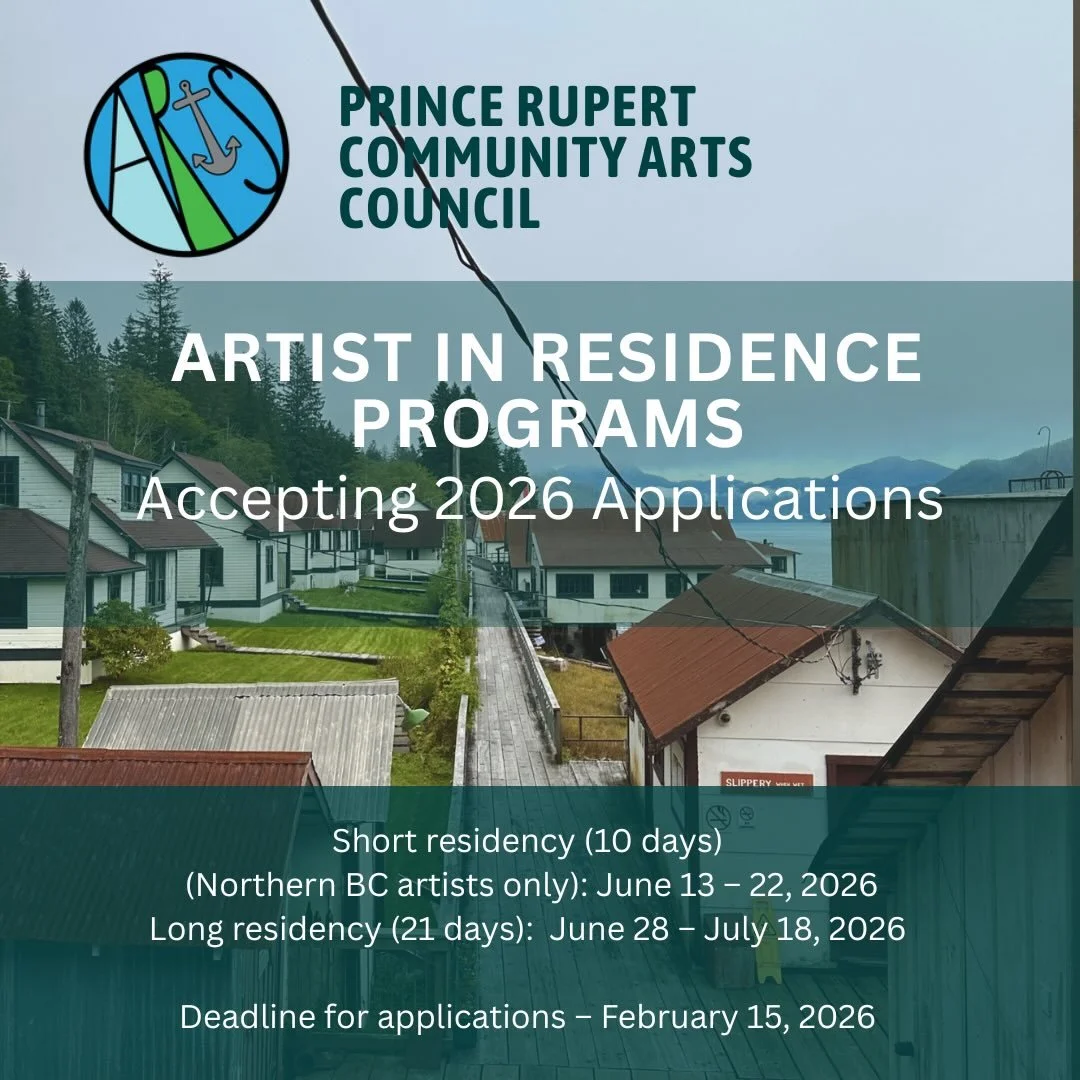 Our intake for the 2026 Artist in Residence Program is now open!
2026 DURATION &amp; DATES:
Short residency (10 days) (Northern BC artists only): June 13 &ndash; 22, 2026
Long residency (21 days): June 28 &ndash; July 18, 2026​
Deadline for applicati