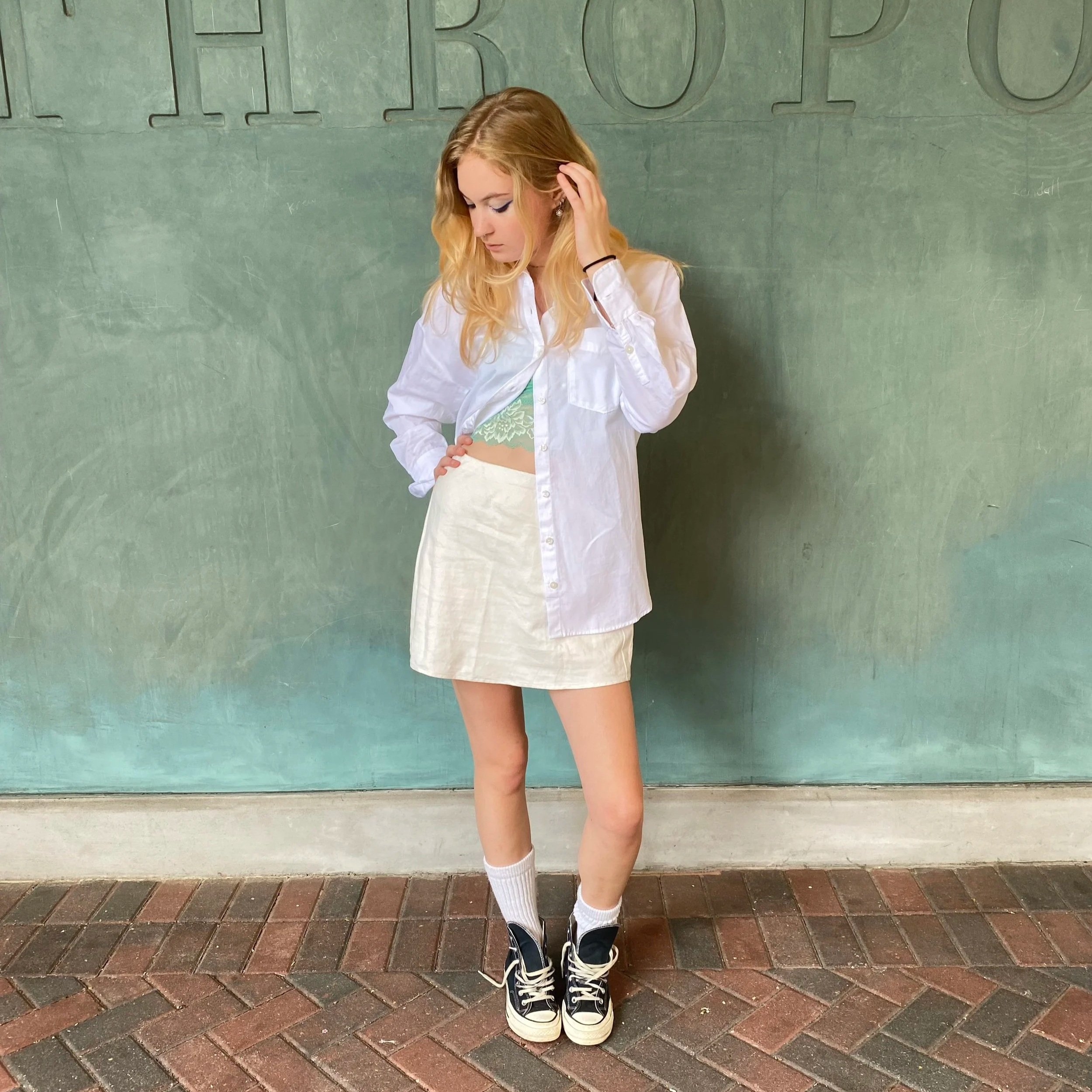 Style Stars base outfit. Bennett Buttondown + Tilda Mini Skirt 