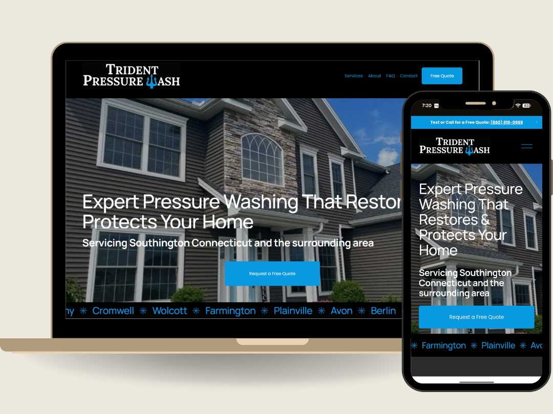 Website MockUp for Trident Pressure Wash CT