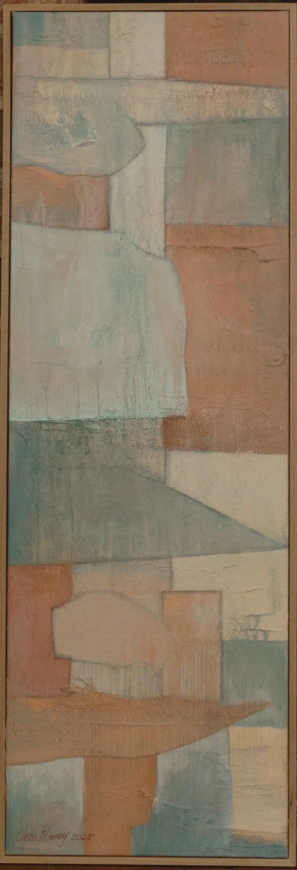 VK-95 Vintage Letters 10 inch x 30 inch Acrylic and Collage Abstract Geometric on Canvas Framed $300.00 - Copy.jpg