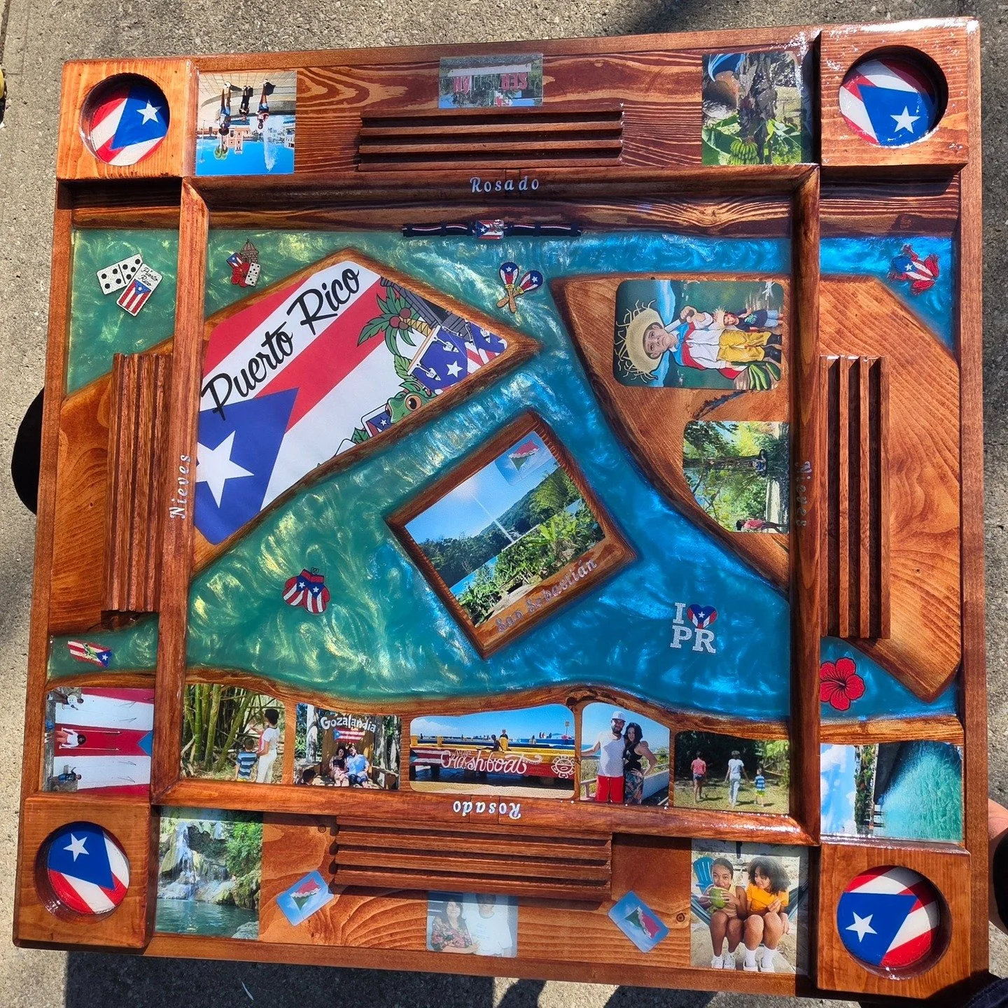 Boricua Legacy Domino Table
✨ Just Finished &ndash; Custom Puerto Rico Domino Table ✨
This custom domino table was made to celebrate family, culture, and memories of Puerto Rico. 🇵🇷
It features:
&bull; Personalized family photos
&bull; A Puerto Ric