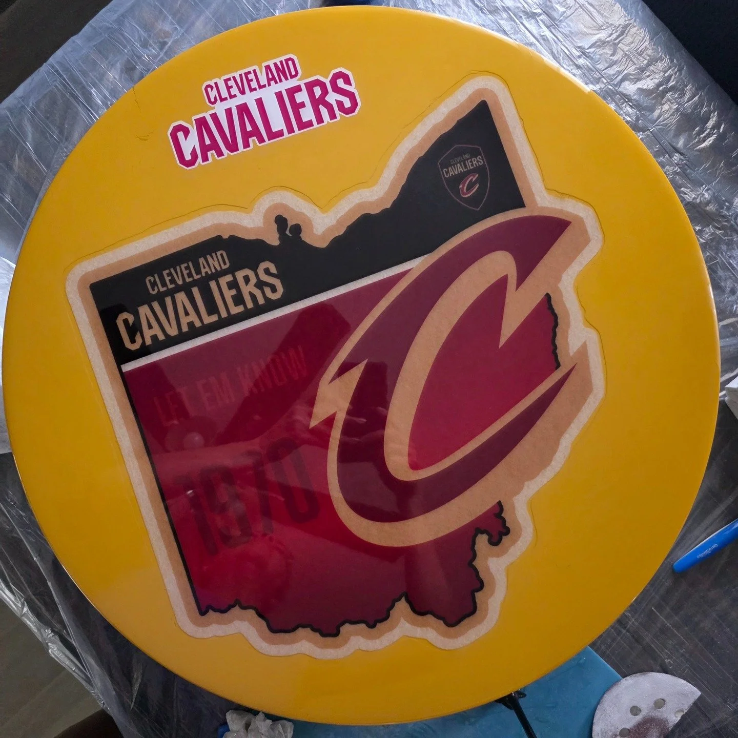 Work in progress&hellip; but you can already feel the energy 🔥

This 24&rdquo; Cleveland Cavaliers inspired table is currently in the shop&mdash;layers going down, colors coming to life, and that signature epoxy finish on the way 👀

At Wood Fusion 