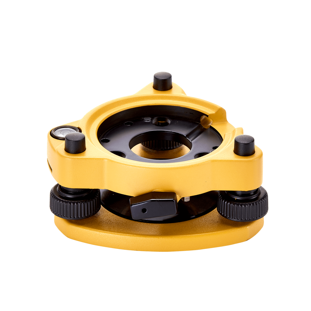 Yellow and black laser level device for construction and surveying.