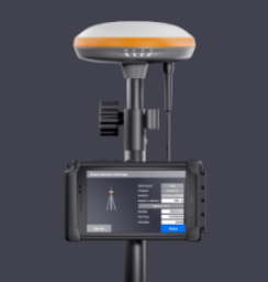 A drone controller with a mounted monitor displaying navigation data.