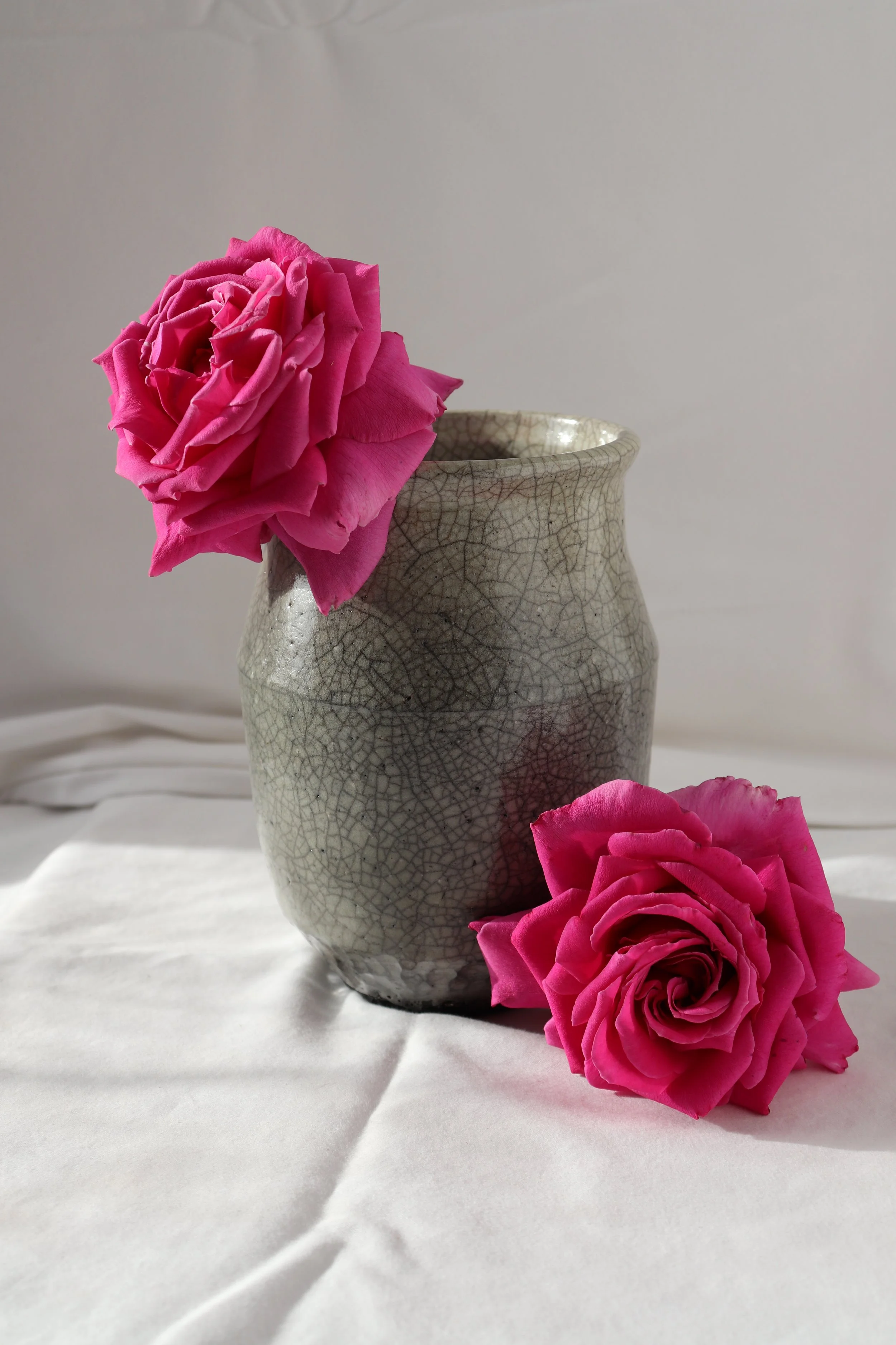 Raku ceramic flower vase.