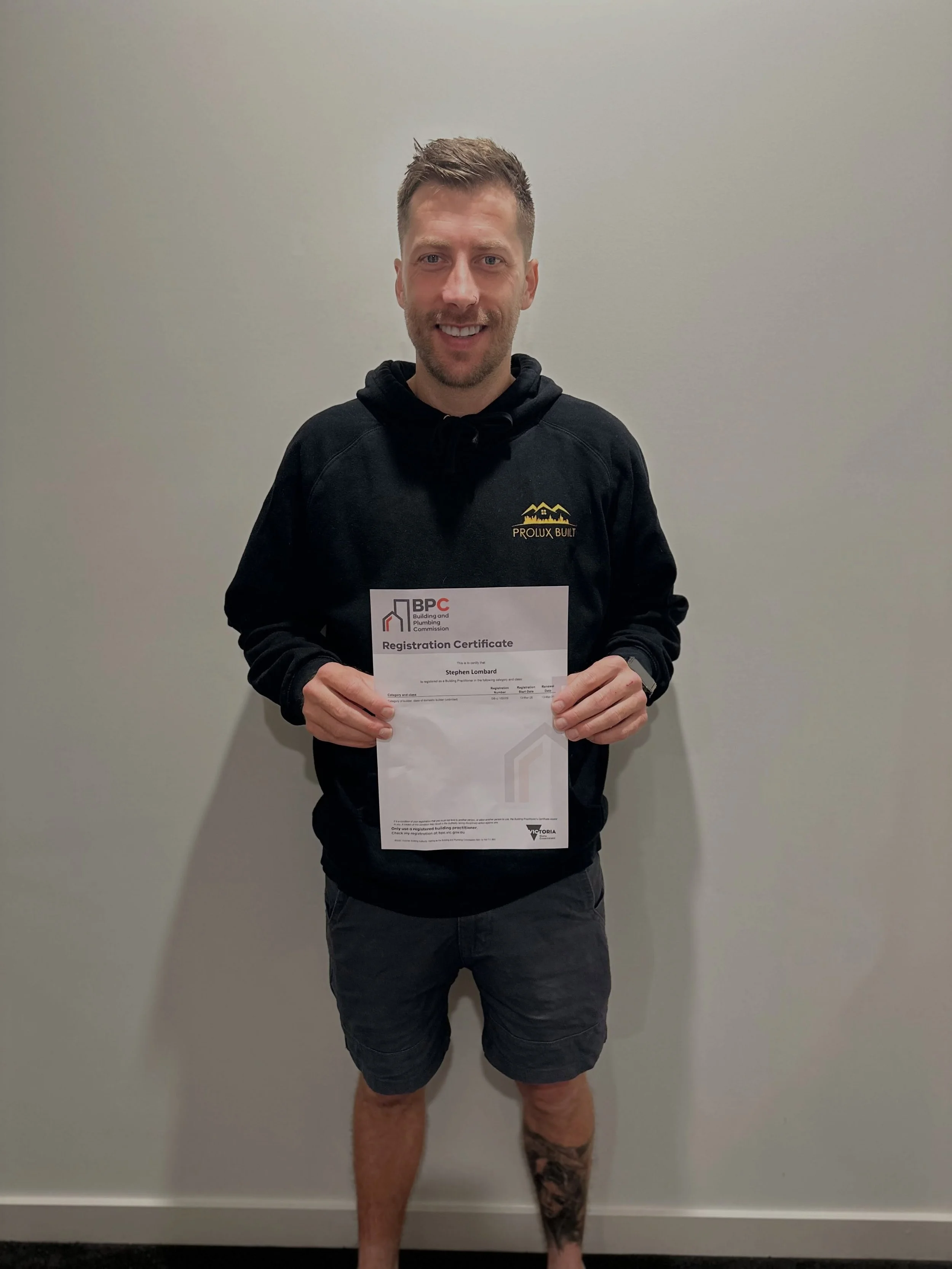Pretty big milestone ticked off! 👷&zwj;♂️🏠

A few months ago, Our Director Stephen officially obtained his Domestic Builder unlimited license. 

Looking forward to taking on more projects and continuing to build quality homes that people can be pro