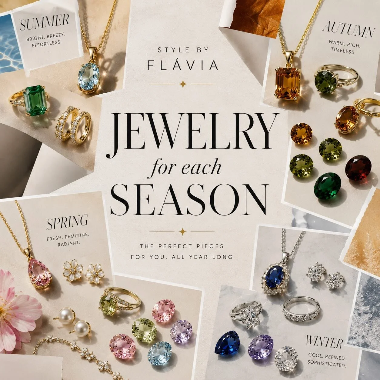 Jewelry should harmonize with your season the same way clothing colors do.
The right metals, stones, and tones can instantly make your features look more radiant, expensive, and balanced.

Your palette doesn&rsquo;t stop at clothes. ✨

#ColorAnalysis