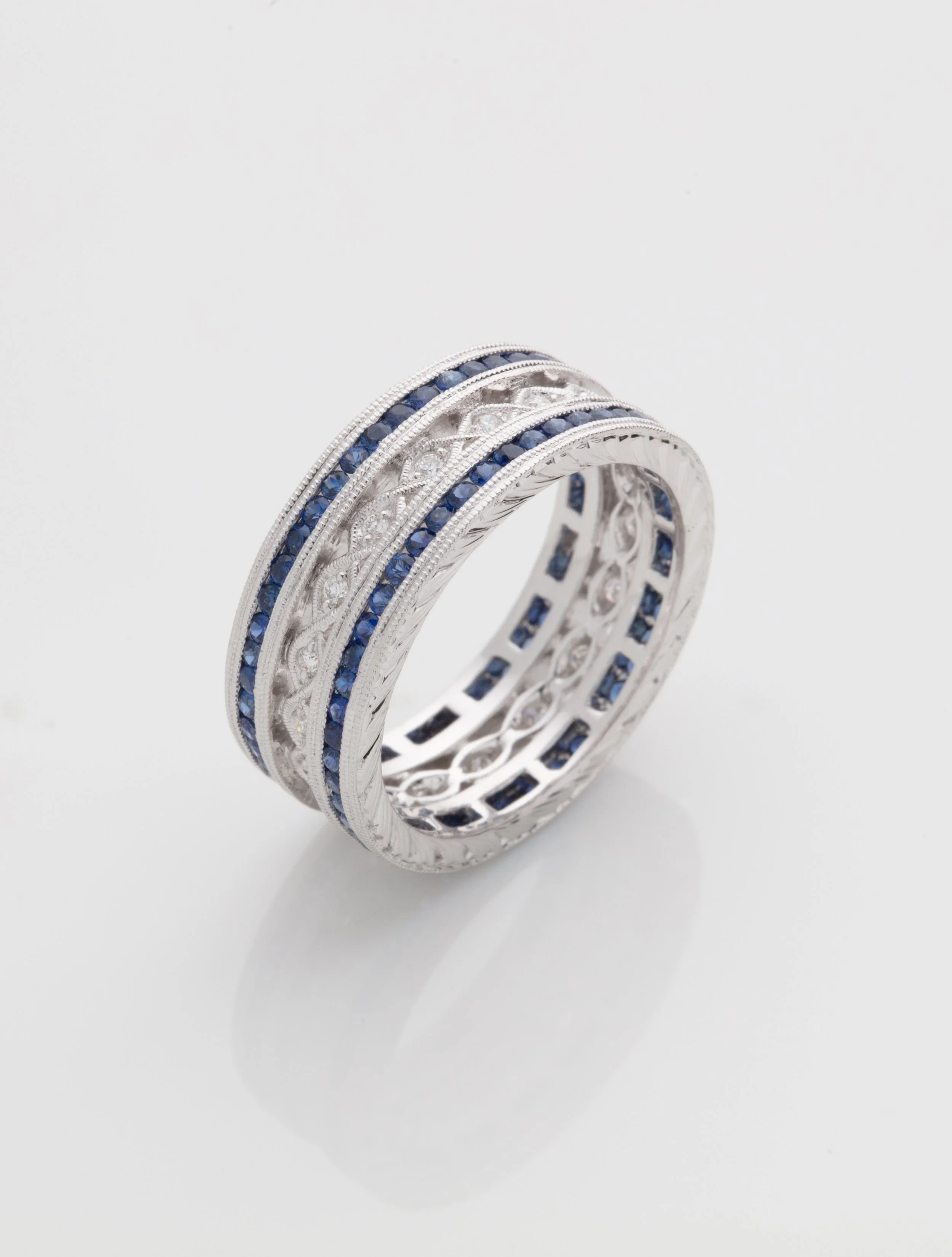 18ct White Gold Sapphire and Diamond Full Eternity Ring