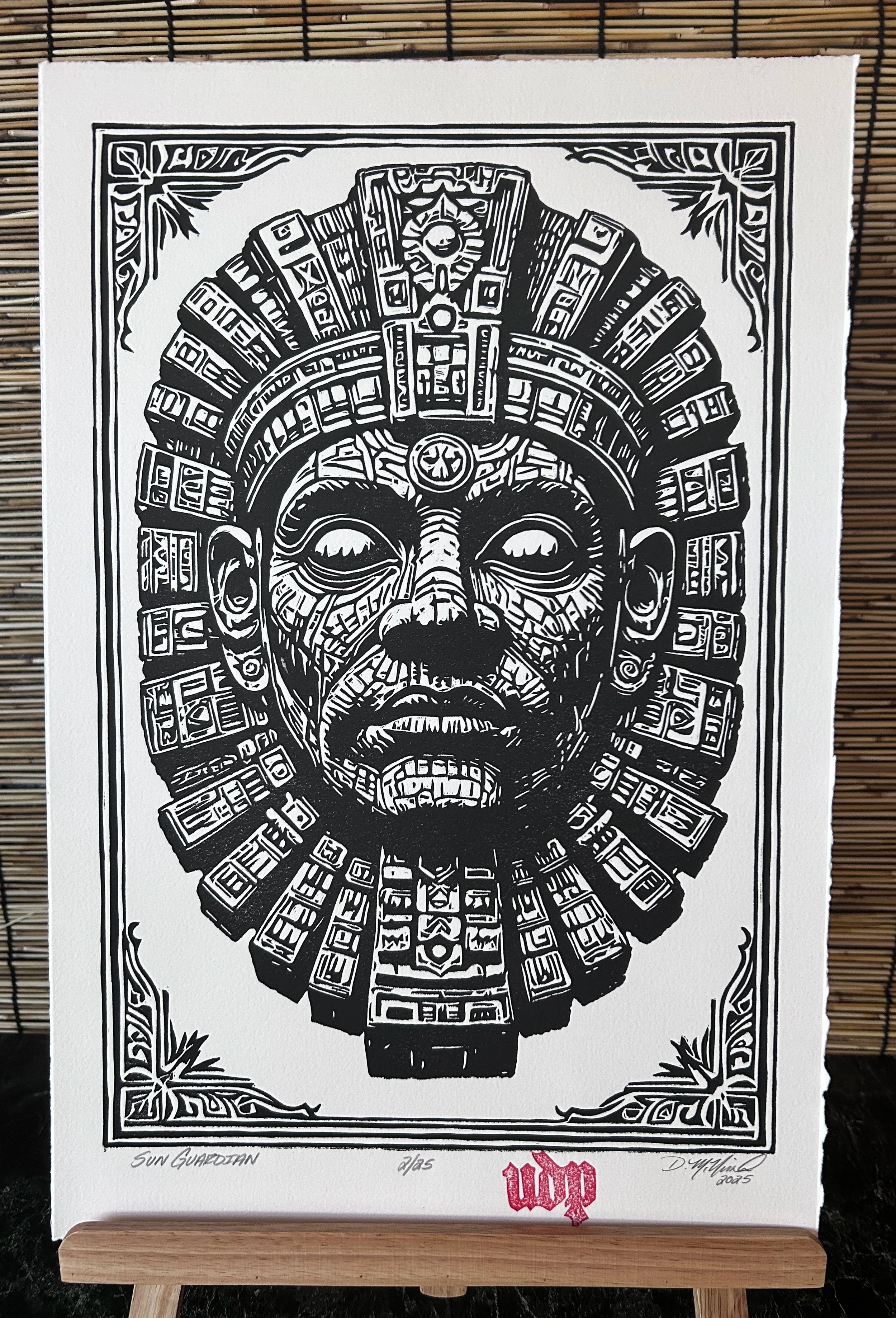 Sun Guardian linocut print