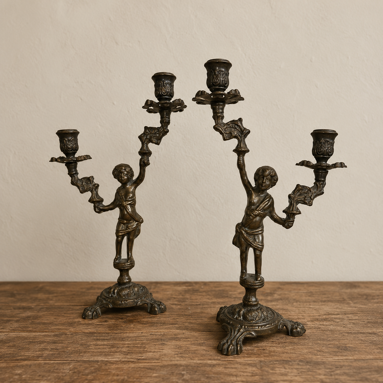 Pair of Antique Brass Candle holders