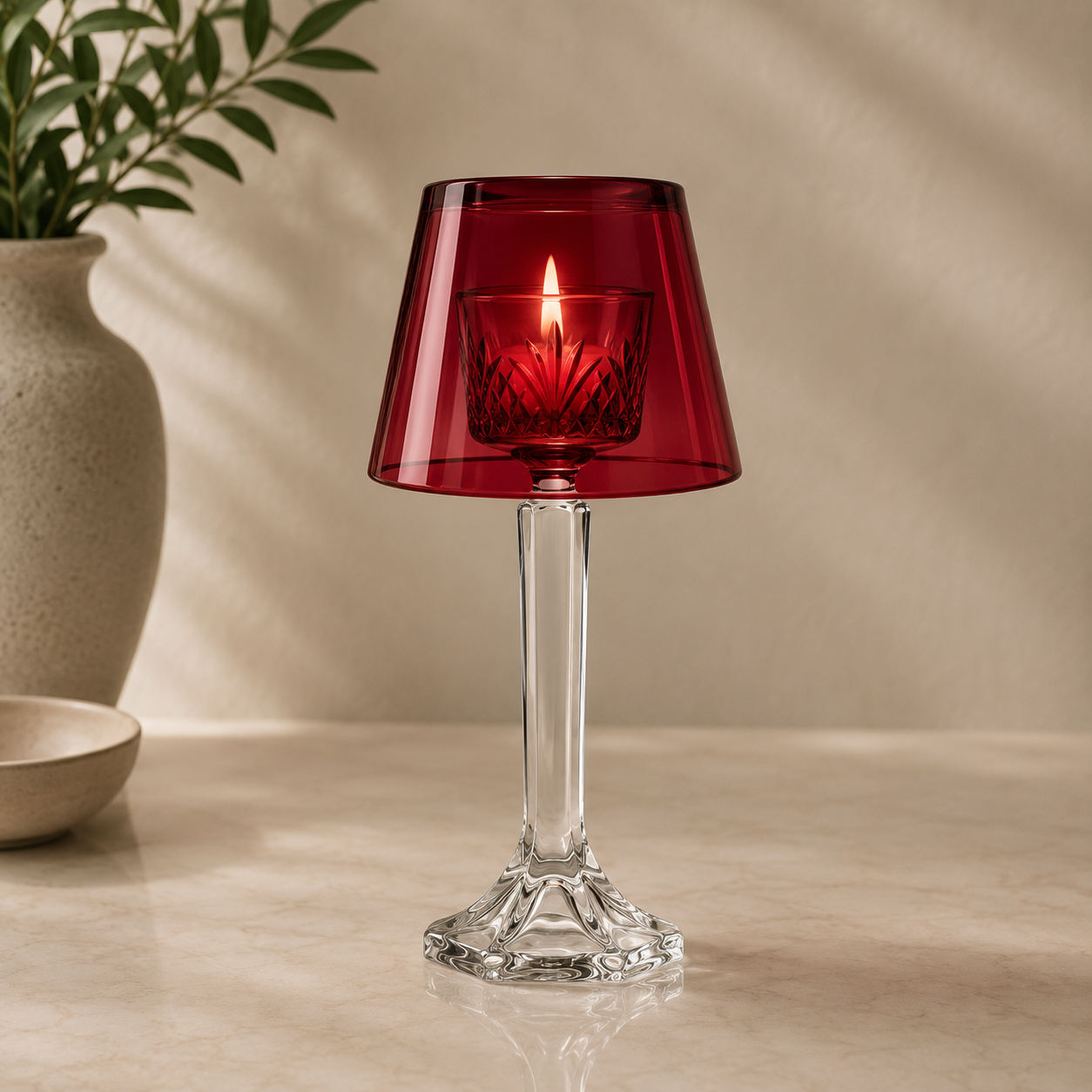 Red Shade Candle Lamp