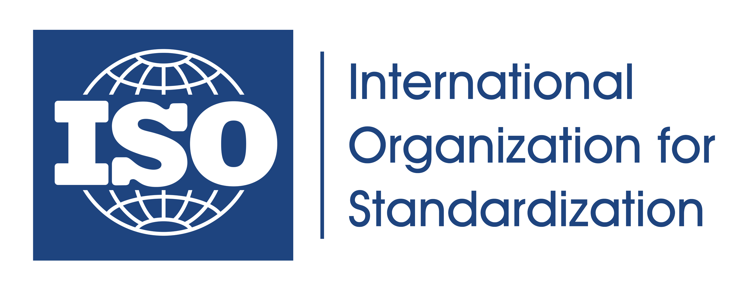 Logo of the International Organization for Standardization (ISO), featuring a stylized globe with latitude and longitude lines, and the text 'ISO International Organization for Standardization' to the right.