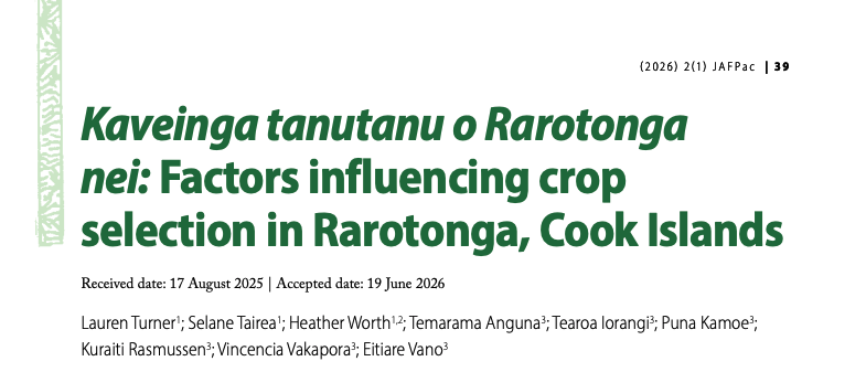 Just published: Crop selection in Rarotonga