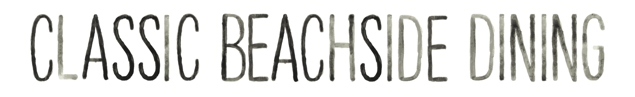 Text on a black background that reads 'Classic Beachside Dungo' in a textured, gray font.
