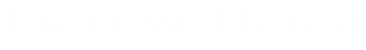 The image displays the words 'InfraGrowth Planning' with 'Infra' in bold white text and 'Growth Planning' in thin white text on a black background.