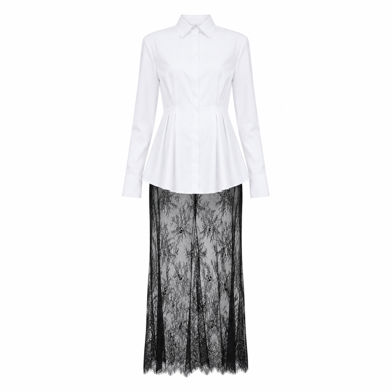 Beverly Shirt Dress w/ Lace Skirt