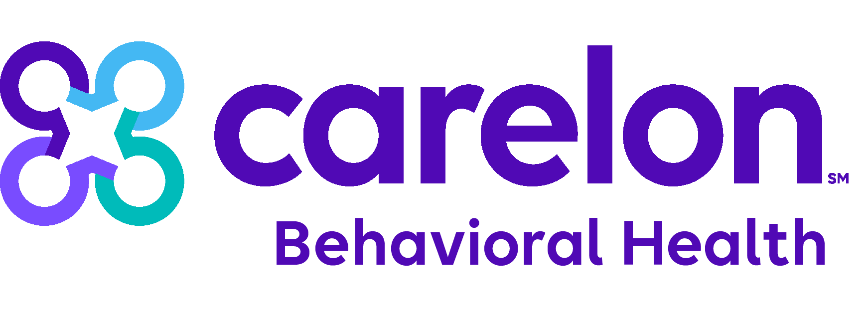 Carelon Behavioral Health logo with interconnected purple and teal circles and text in purple