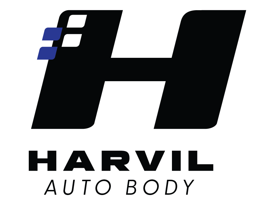 Harvil Auto Body logo with stylized 'H' and two blue squares