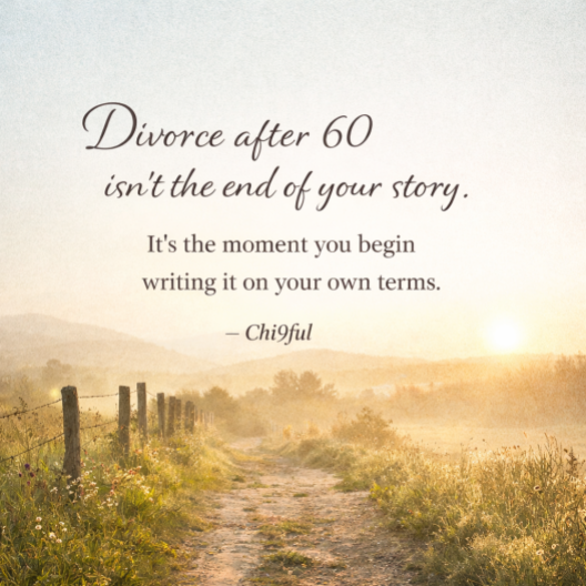 Quote Card: Divorce after 60 isn't the end of your storyline It's the moment you begin writing it on your own terms. chi9ful