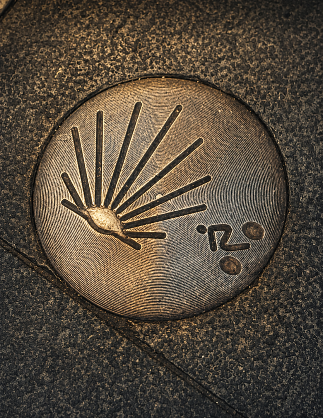 Camino Frances trail marker in Pamplona