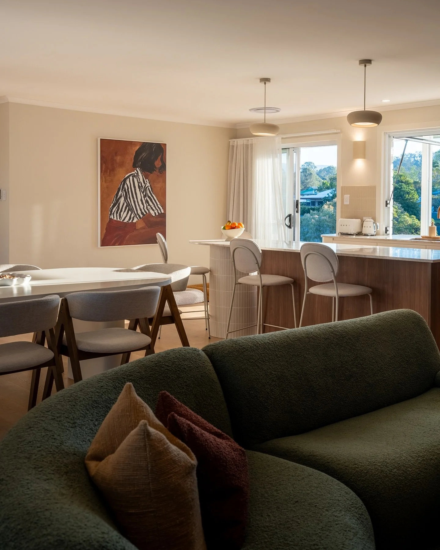 A kitchen with a view, designed to be the heart of the home. Project Haylett combines bespoke walnut cabinetry, clever storage with a hidden butler&rsquo;s pantry, a statement island bench &amp; integrated appliances. A balance of both beauty &amp; f
