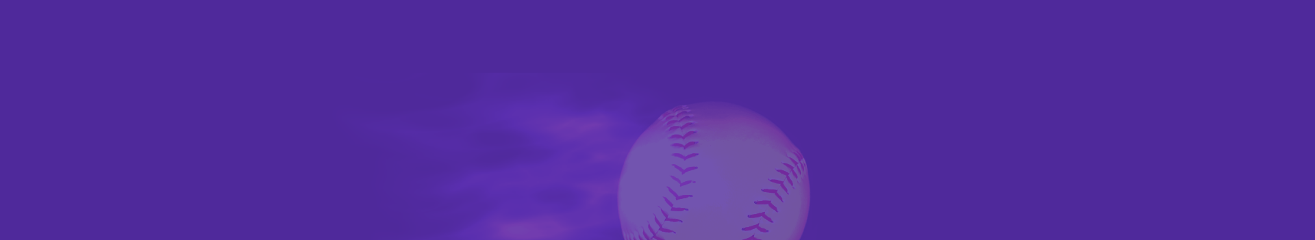 A softball with a purple glow and streaks, against a purple background.