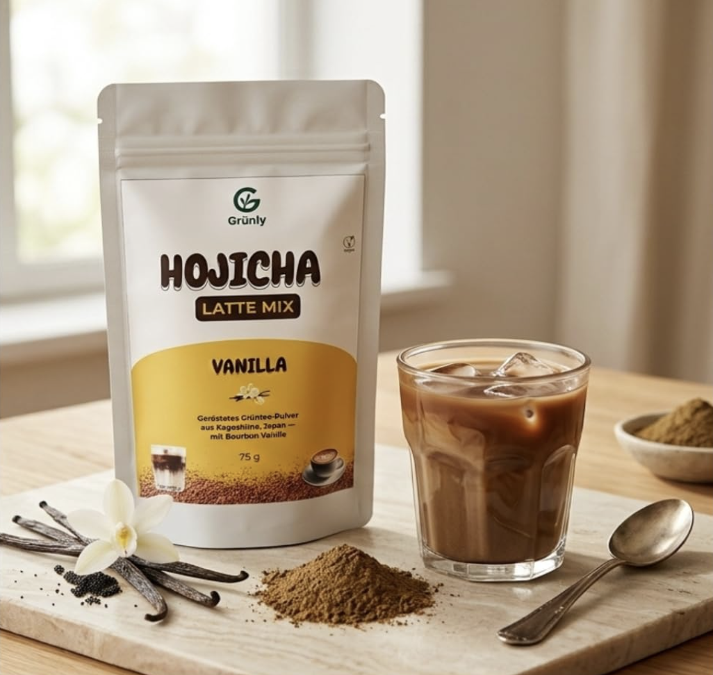 Grünly Hojicha Latte Pulver - Geröstet Grünteepulver für Latte Vanille