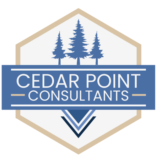 Logo for Cedar Point Consultants featuring three pine trees above the company name