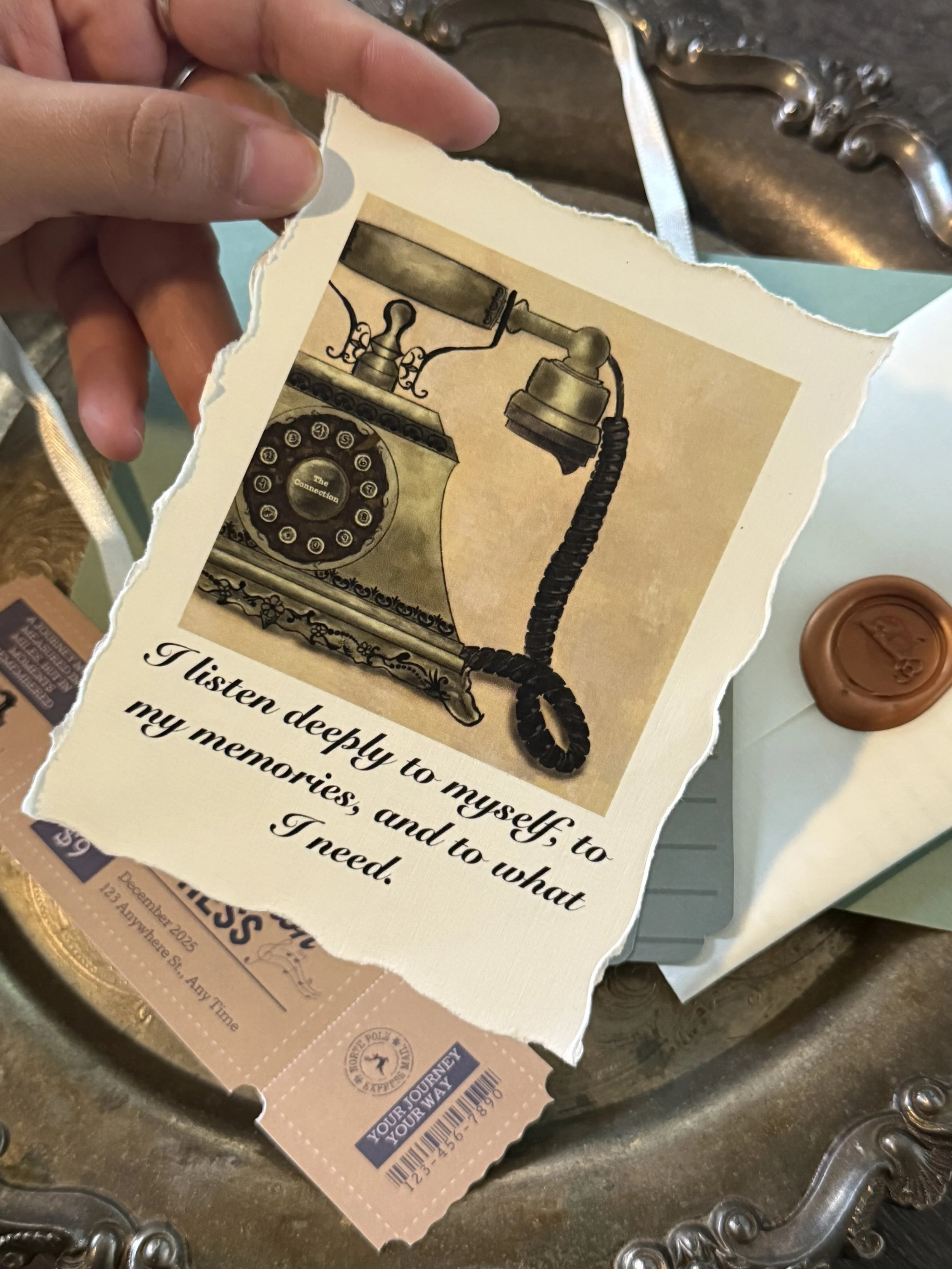 Vintage Whimsical Phone Affirmation Card