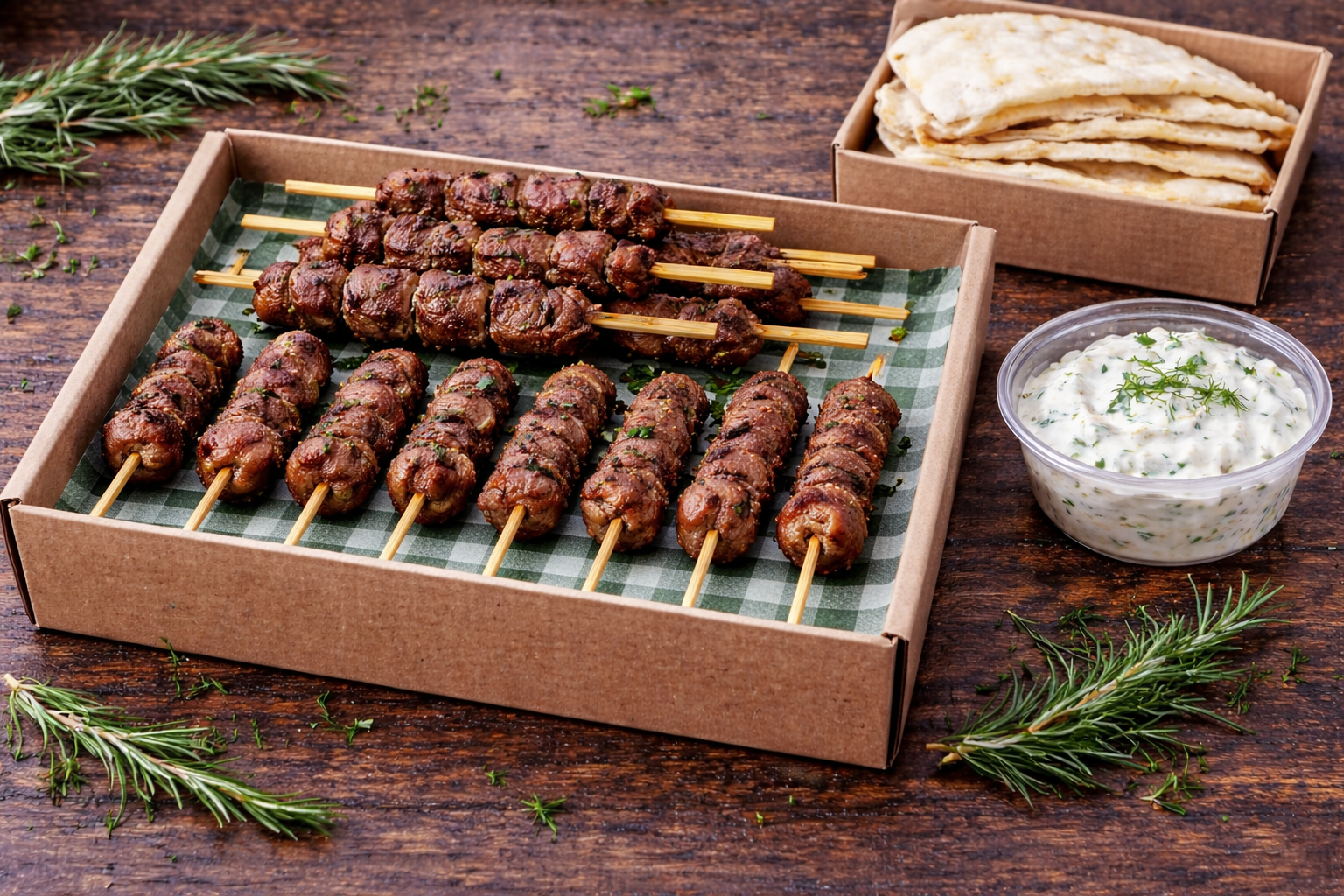 Mini Skewered Lamb with Flatbread