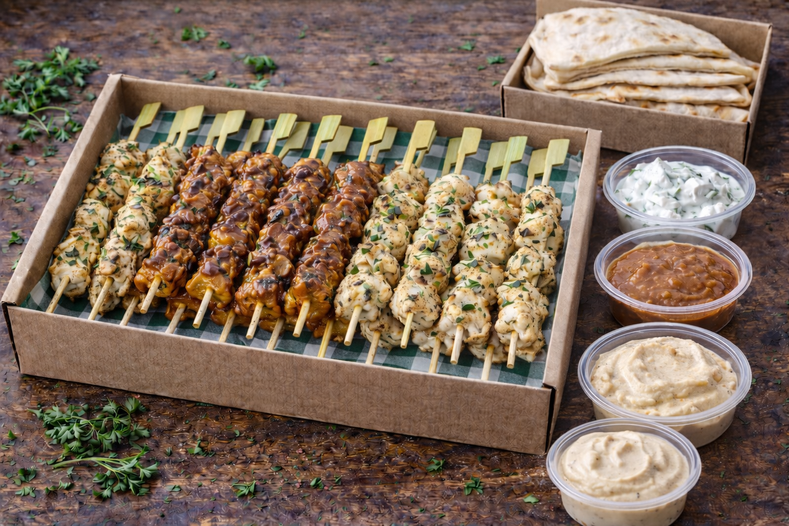 Mini Skewered Chicken with Flatbread