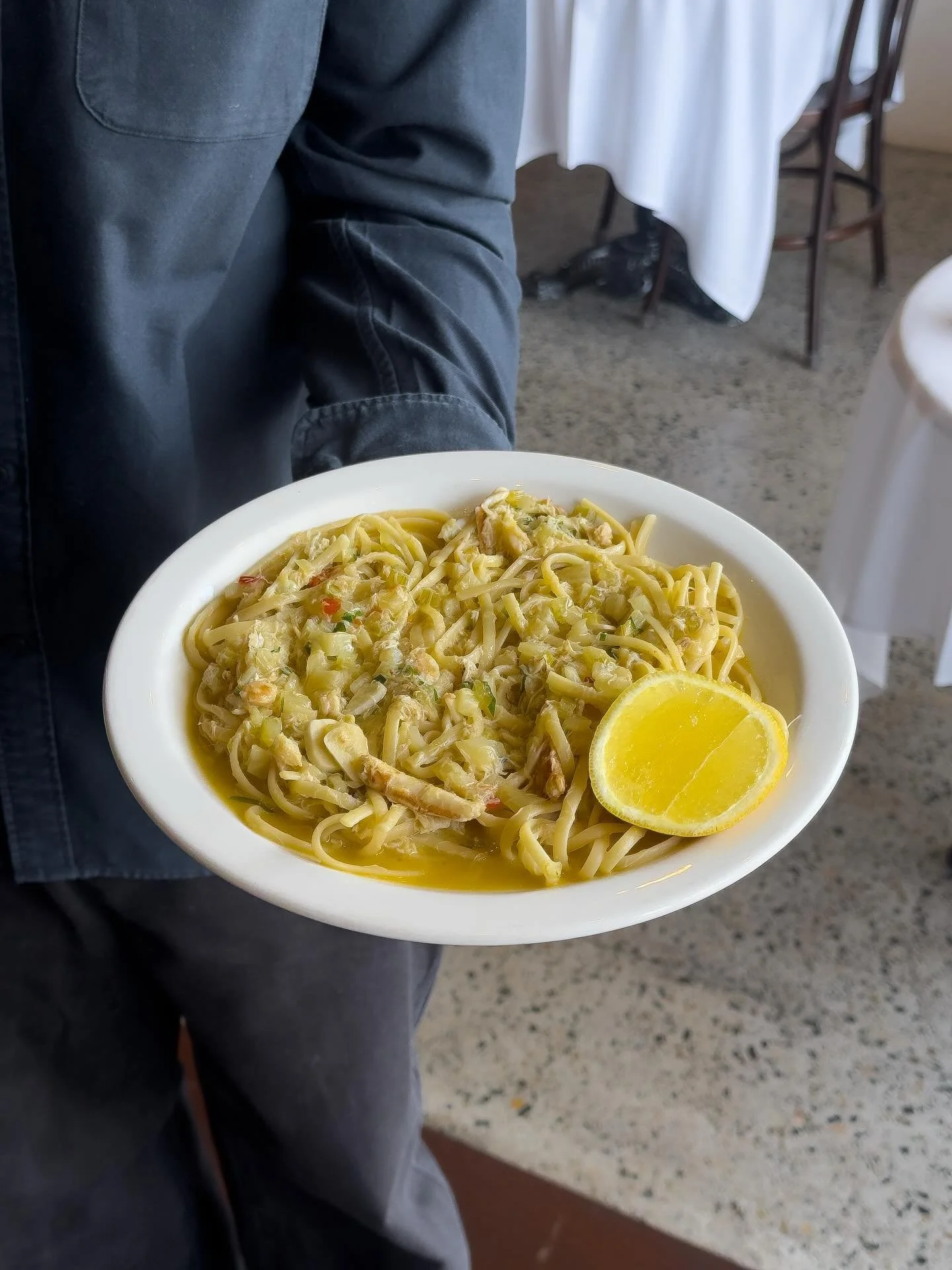 Crab Linguine ~ Blue Swimmer Crab, Burnt Chilli, Fennel, Lemon, Parsley. A presto!
