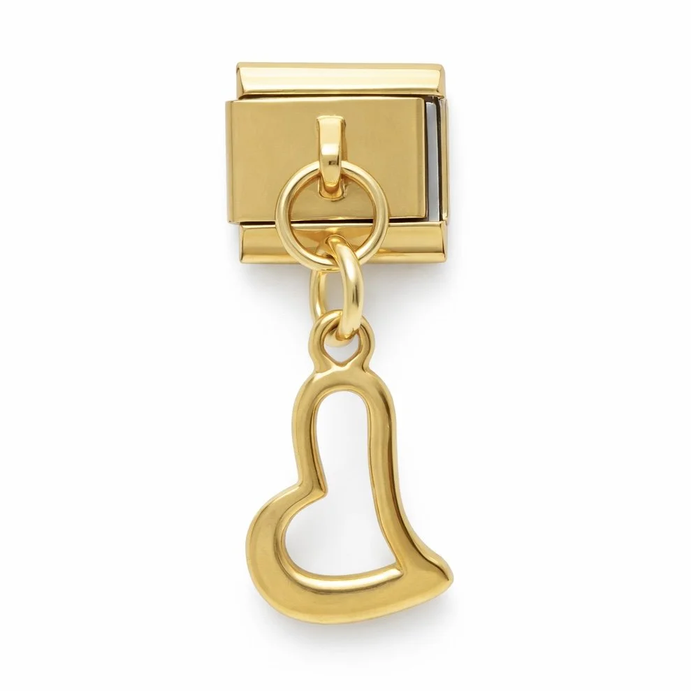 Dangling Retro Heart Charm