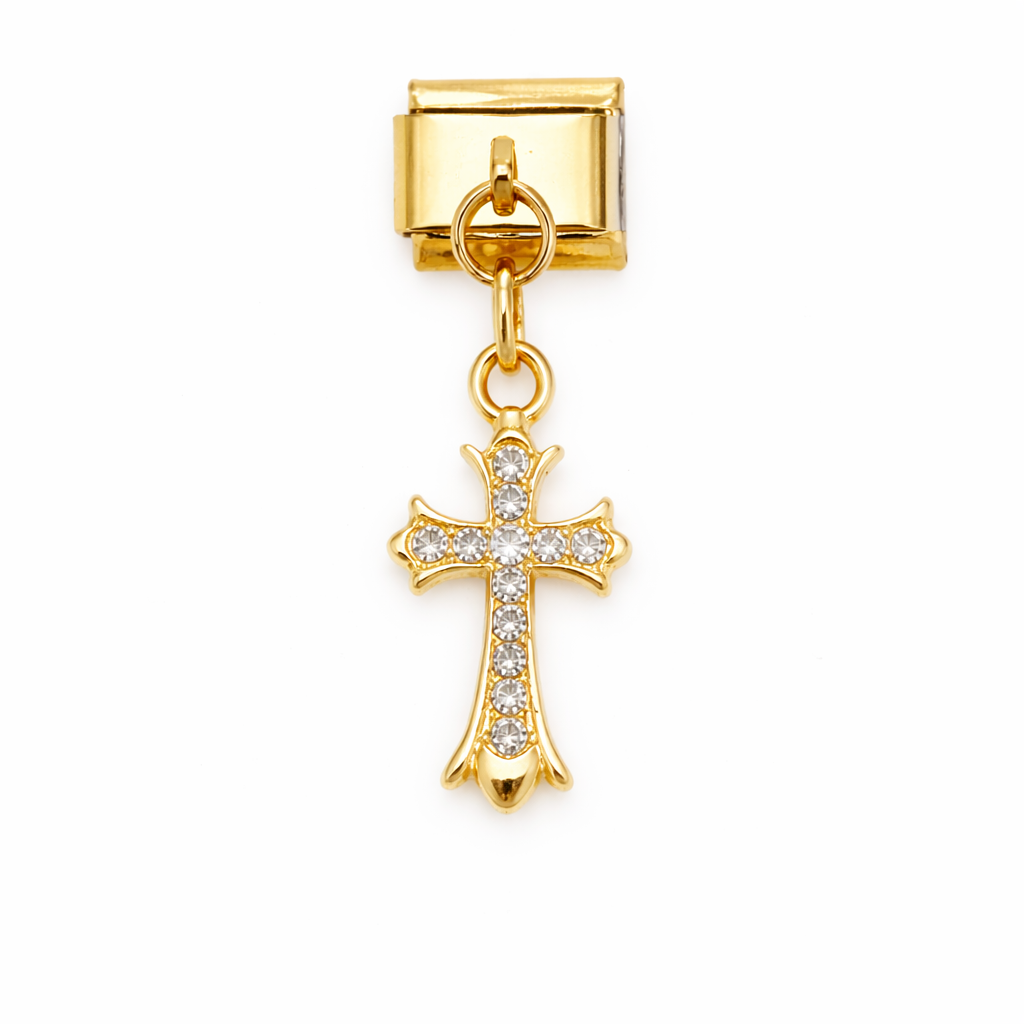Dangling Retro Cross Charm